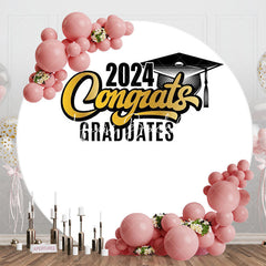 Lofaris Congrats Bachelor Cap Round Happy Graduation Backdrop