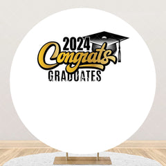 Lofaris Congrats Bachelor Cap Round Happy Graduation Backdrop