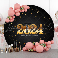 Lofaris Congratulations 2024 Black Round Graduation Backdrop