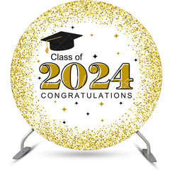 Lofaris Congratulations Gold White Round Graduation Backdrop