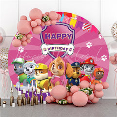 Lofaris Cool Little Dogs Round Pink Happy Birthday Backdrop