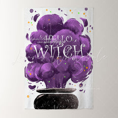 Lofaris Hello Witch Purple Magic Smoke Baby Shower Backdrop