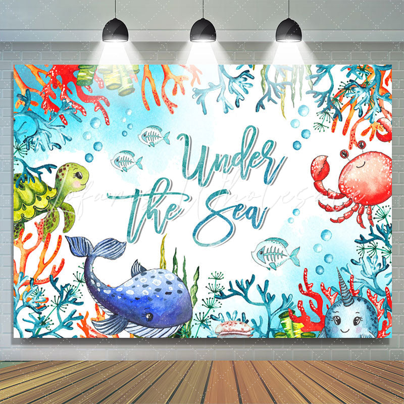 Lofaris Coral Whale Fish Under The Sea Birthday Backdrop