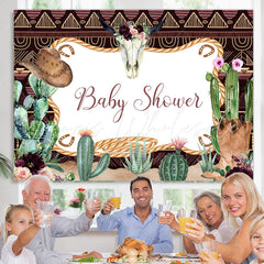 Lofaris Cowboy And Green Cactus Baby Shower Backdrop For Boy