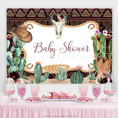 Lofaris Cowboy And Green Cactus Baby Shower Backdrop For Boy