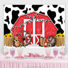 Lofaris Cowboy Red Farm With Horse Sunflowers Birthday Backdrop