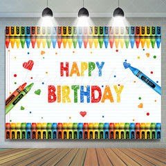 Lofaris Crayon Simple And Colorful Happy Birthday Backdrop