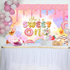 Lofaris Creamy Ice Cream Cupcake Sweet 1st Birthday Backdrop