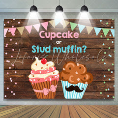 Lofaris Cupcake and Stud Muffin Gender Baby Shower Backdrop