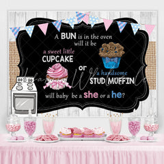 Lofaris Cupcake Or Stud Muffin Gender Reveal Backdrop for Baby Shower