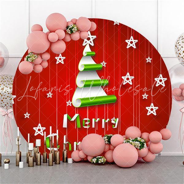 Lofaris Custom Round Star With Red Merry Christmas Backdrop