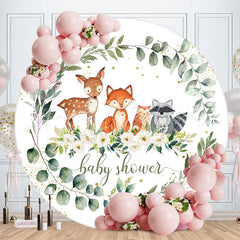 Lofaris Cute Animals Flower Leaves Round Baby Shower Backdrop