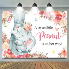 Lofaris Cute Baby Elephent Pink Floral Shower Backdrop