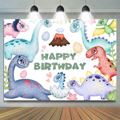 Lofaris Cute Dinosaurs And Eggs Happy Birthday Backdrop