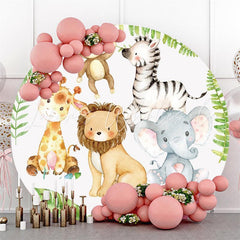 Lofaris Cute Forest Animals Round Baby Shower Backdrop for Boy