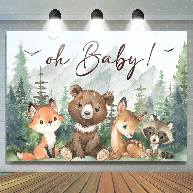 Lofaris Cute Jungle Animals Forest Oh Baby Shower Backdrop