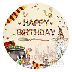 Lofaris Cute Magic Things Spread Happy Birthday Round Backdrop