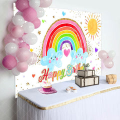 Lofaris Cute My Party Cloud Rainbow Birthday Backdrop