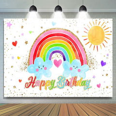 Lofaris Cute My Party Cloud Rainbow Birthday Backdrop