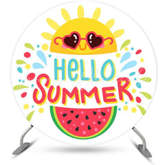 Lofaris Cute Sun Watermelon Round Hello Summer Backdrop