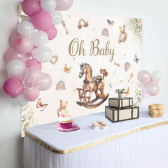 Lofaris Cute Wood Horse Toys Leaves Baby Shower Backdrop