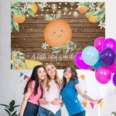 Lofaris Cutie Rustic Wooden Orange Backdrop for Baby Shower