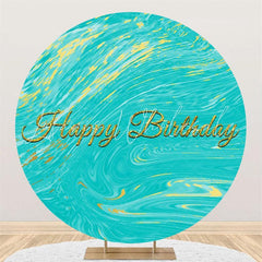 Lofaris Cyan Abstract Simple Gold Round Birthday Party Backdrop