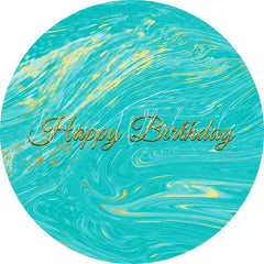 Lofaris Cyan Abstract Simple Gold Round Birthday Party Backdrop