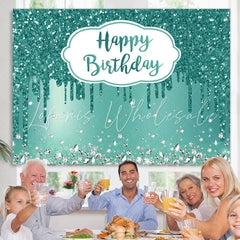 Lofaris Cyan Diamonds Glitter Bokeh Happy Birthday Backdrop