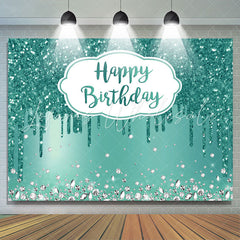 Lofaris Cyan Diamonds Glitter Bokeh Happy Birthday Backdrop