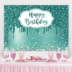 Lofaris Cyan Diamonds Glitter Bokeh Happy Birthday Backdrop