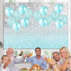 Lofaris Cyan Glitter Balloon Bokeh Backdrop for Birthday Party