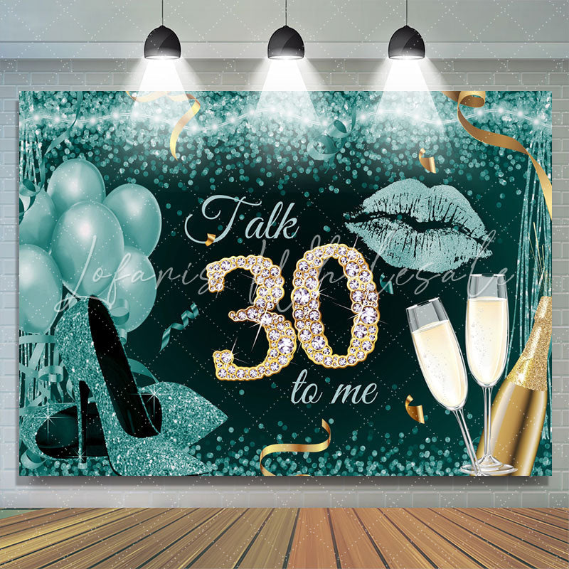 Lofaris Cyan Glitter Bokeh 30th Happy Birthday Party Backdrop