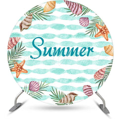 Lofaris Cyan Leaves Sea Lives Simple Round Summer Backdrop