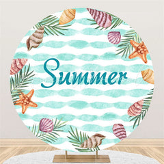 Lofaris Cyan Leaves Sea Lives Simple Round Summer Backdrop