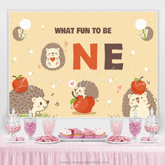 Lofaris Dandelion Apple Hedgehog Happy 1st Birthday Backdrop