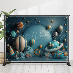 Lofaris Dark Blue Outer Space Balloon 1st Birthday Backdrop