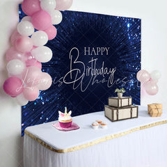 Lofaris Dark Blue String Dots Bokeh Black Birthday Backdrop