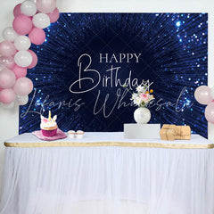 Lofaris Dark Blue String Dots Bokeh Black Birthday Backdrop