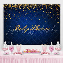 Lofaris Dark Bule and Golden Bokeh Baby Shower Party Backdrop