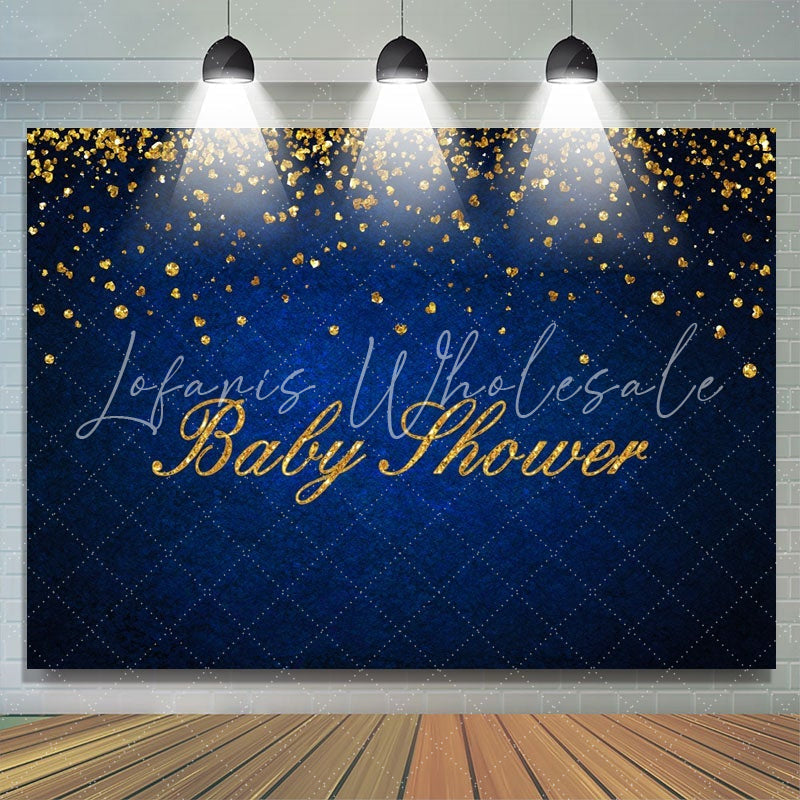 Lofaris Dark Bule and Golden Bokeh Baby Shower Party Backdrop