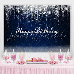 Lofaris Dark Bule and Silver Bokeh Baby Shower Party Backdrop