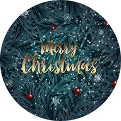 Lofaris Dark Green Leaves Custom Circle Merry Chrismas Backdrop