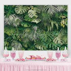 Lofaris Dark Green Leaves Nature Spring Birthday Party Backdrop