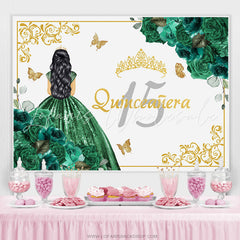 Lofaris Dark Green Princess Sweet 15 Happy Birthday Backdrop