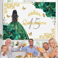 Lofaris Dark Green Princess Sweet 15 Happy Birthday Backdrop