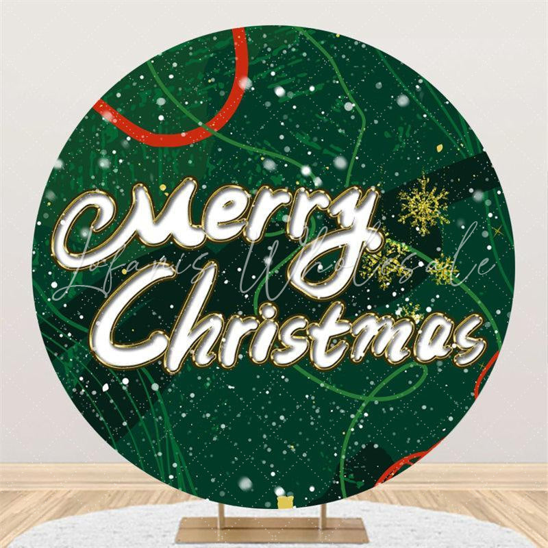 Lofaris Dark Green With Snowflake Round Chrismas Backdrops