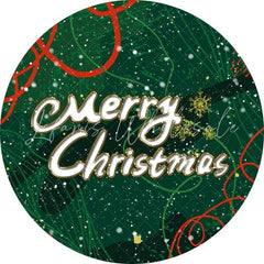 Lofaris Dark Green With Snowflake Round Chrismas Backdrops