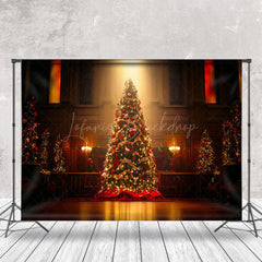 Lofaris Dark Room Xmas Trees Light Christmas Photo Backdrop