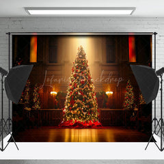 Lofaris Dark Room Xmas Trees Light Christmas Photo Backdrop